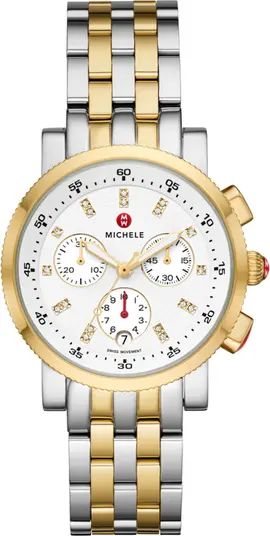 MICHELE Women's Diamond Accent Two-Tone Sport Sail Watch, 38mm - 0.06ctw | Nordstromrack | Nordstrom Rack