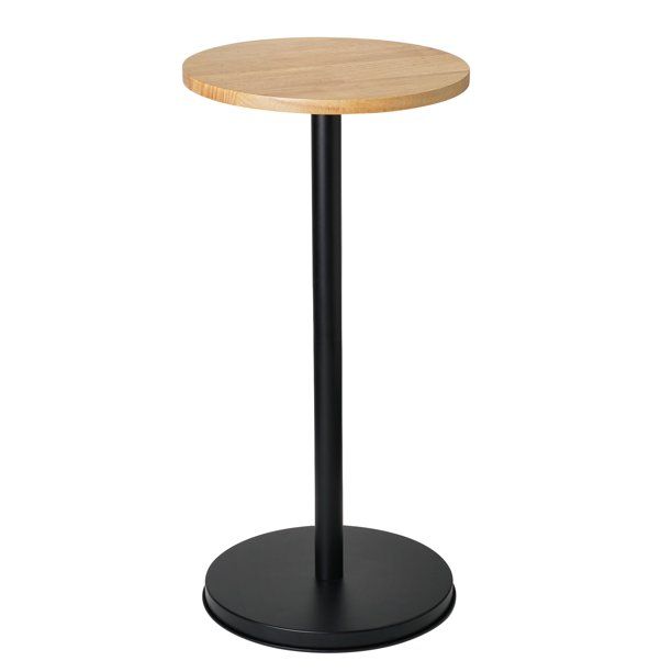 Crystal Art Gallery 12" Circle Natural Wood Brown Top and Black Metal Stand Accent Table Set of 1 | Walmart (US)
