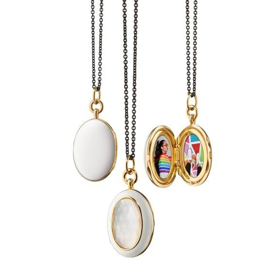 White Enamel Vermeil & Rock Crystal Locket | Monica Rich Kosann | Monica Rich Kosann
