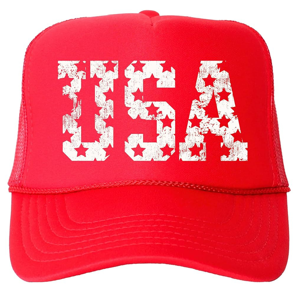Distressed USA Trucker Hat for Women and Teens American Stars Classic 5 Panel Mesh Snapback | Amazon (US)