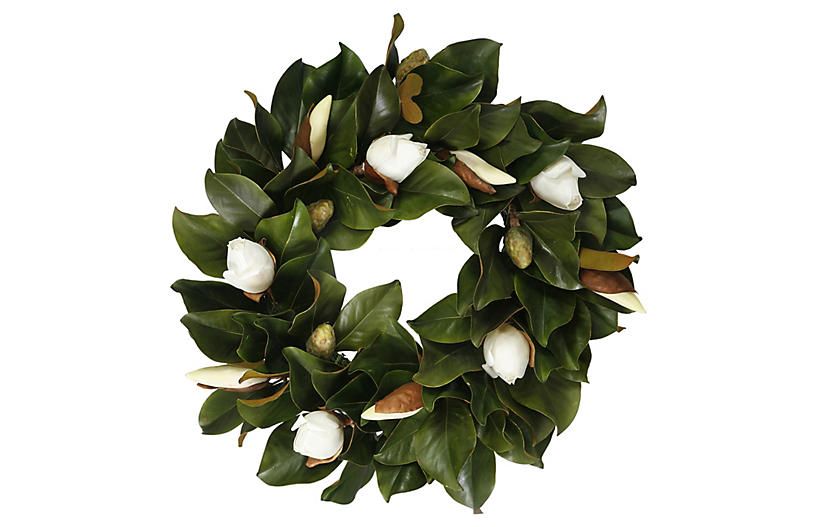 24" Magnolia Bud Wreath, Faux | One Kings Lane