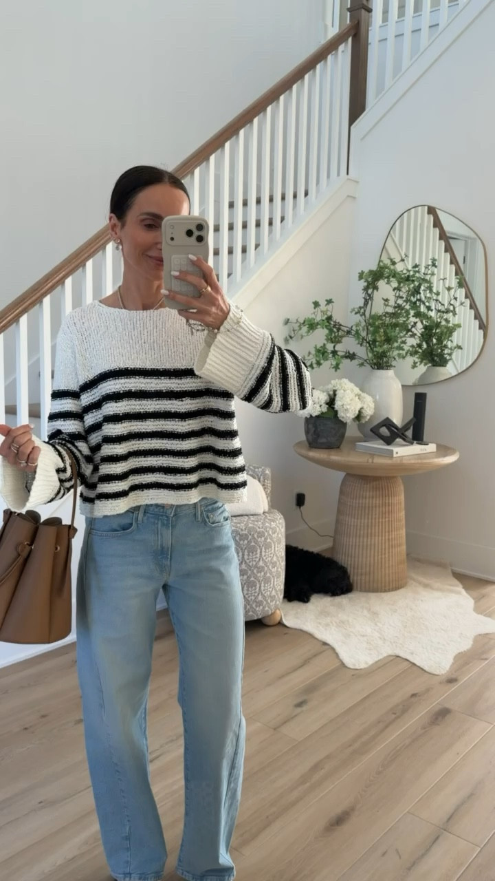 I'm wearing Mother jeans size 25, sweater xs. 20% Off a Regular-Price Purchase $100+ code ANNAB20.

casual outfit, striped sweater, everyday outfit, spring style, annabrstyle

#LTKSaleAlert #LTKOver40