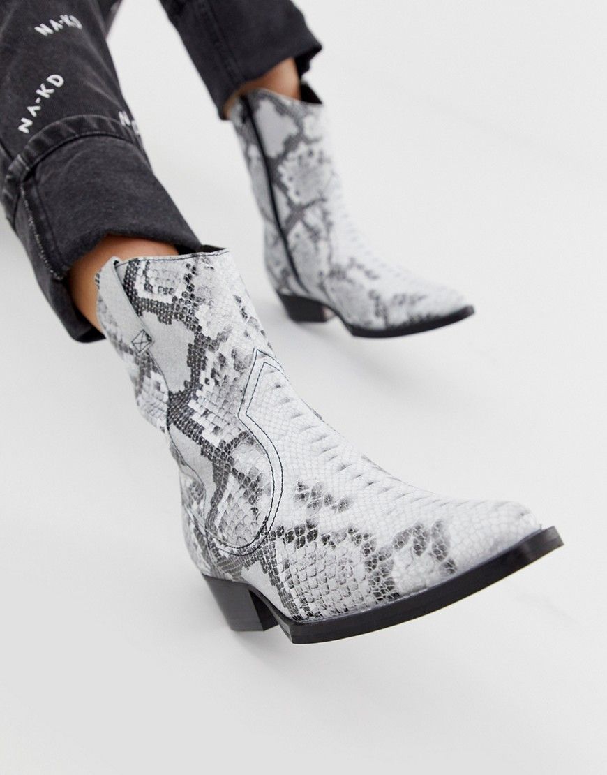 Bronx snake print leather western boots - Multi | ASOS US