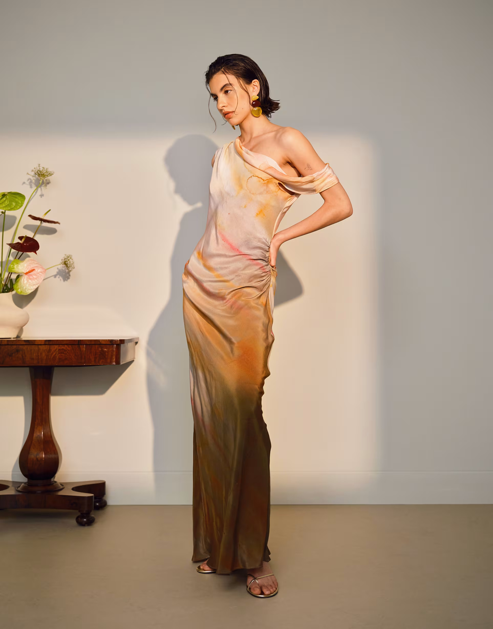 Topshop drape neck off shoulder maxi occasion dress in pastel ombre | ASOS (Global)