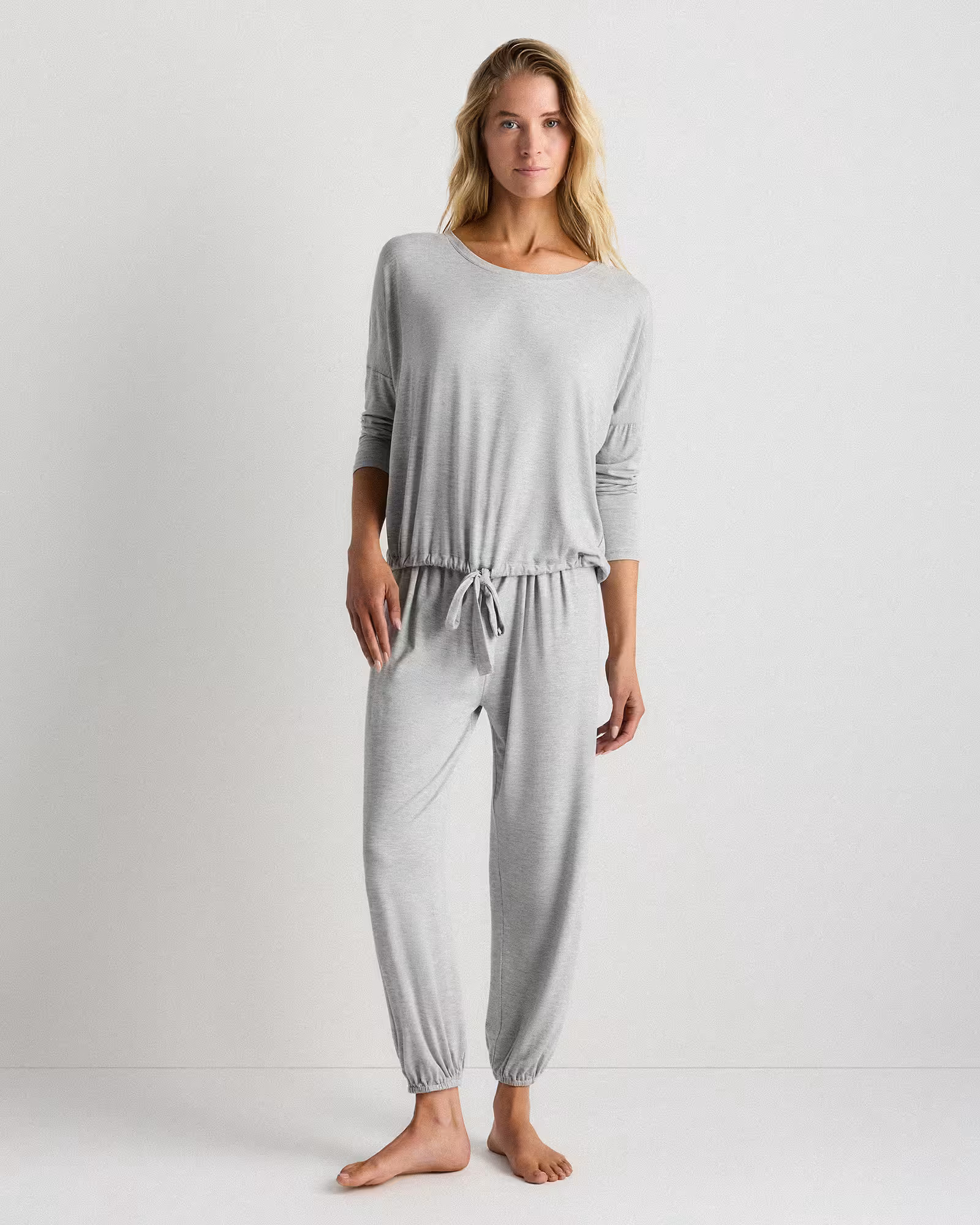 Bamboo Jersey Slouchy Pajama Set in Heather Grey | Quince
