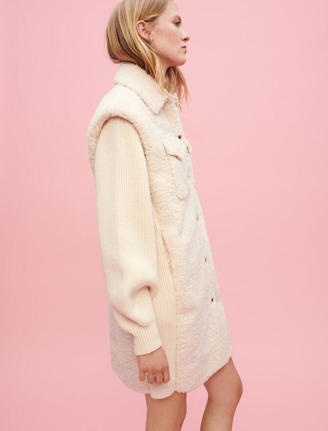 Faux fur and knit coat | Maje US