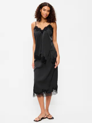 Lace Slip Midi Skirt | Old Navy (US)