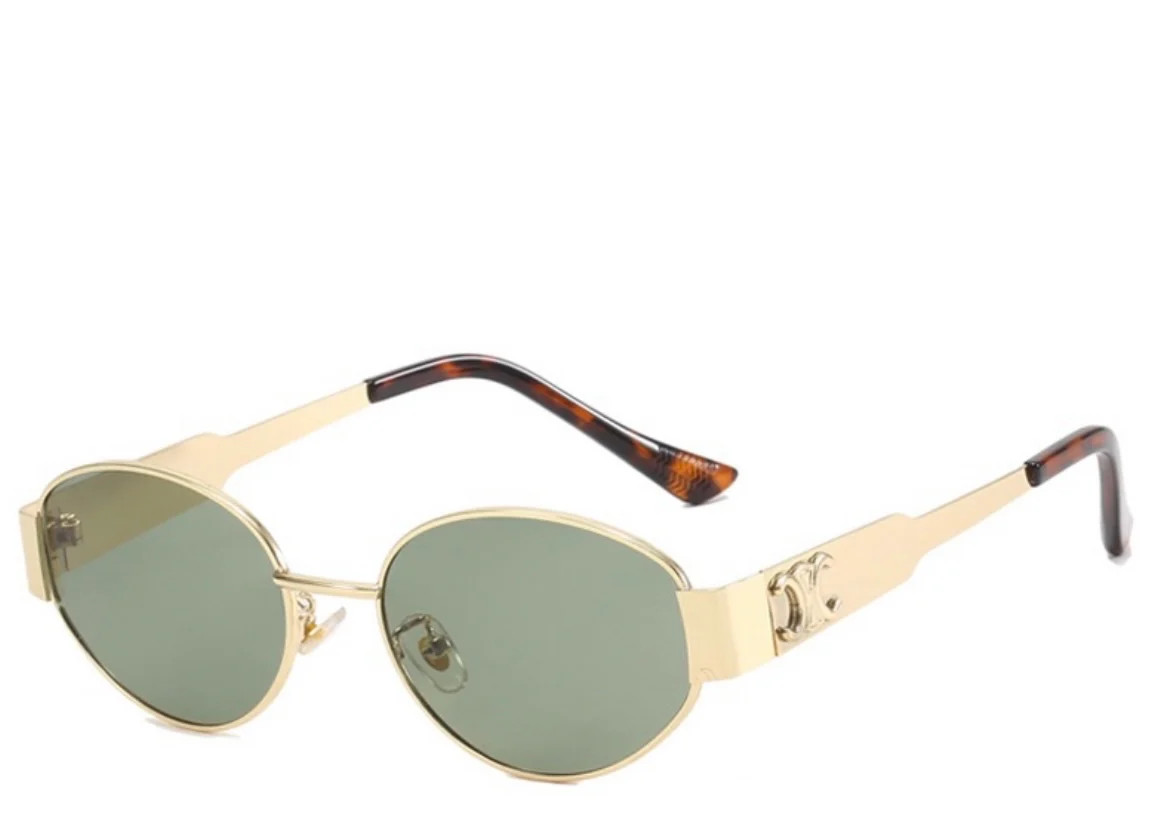 Milan Green & Gold Oval Sunglasses | Jewel Boutique