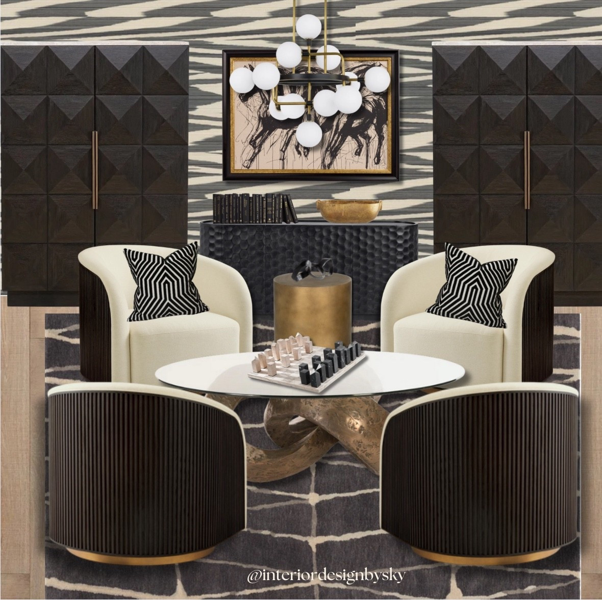 The kind of space that makes you want to pour a drink and stay awhile. 🥂

#ltkinterior #modernluxury #homeinspo #designmood #interiordesignbysky