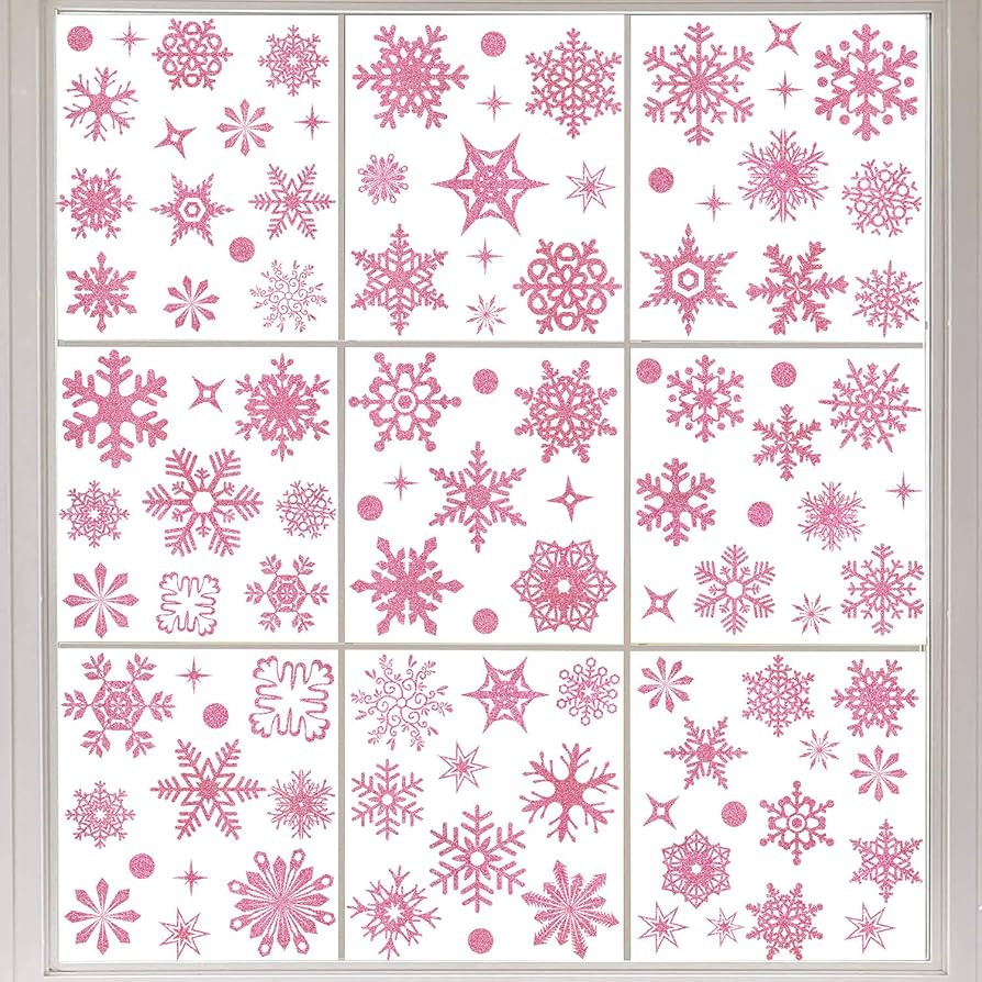Amaonm Removable 93PCS Christmas Static Glitter Snowflake Window Decals Christmas Party Supplies ... | Amazon (US)