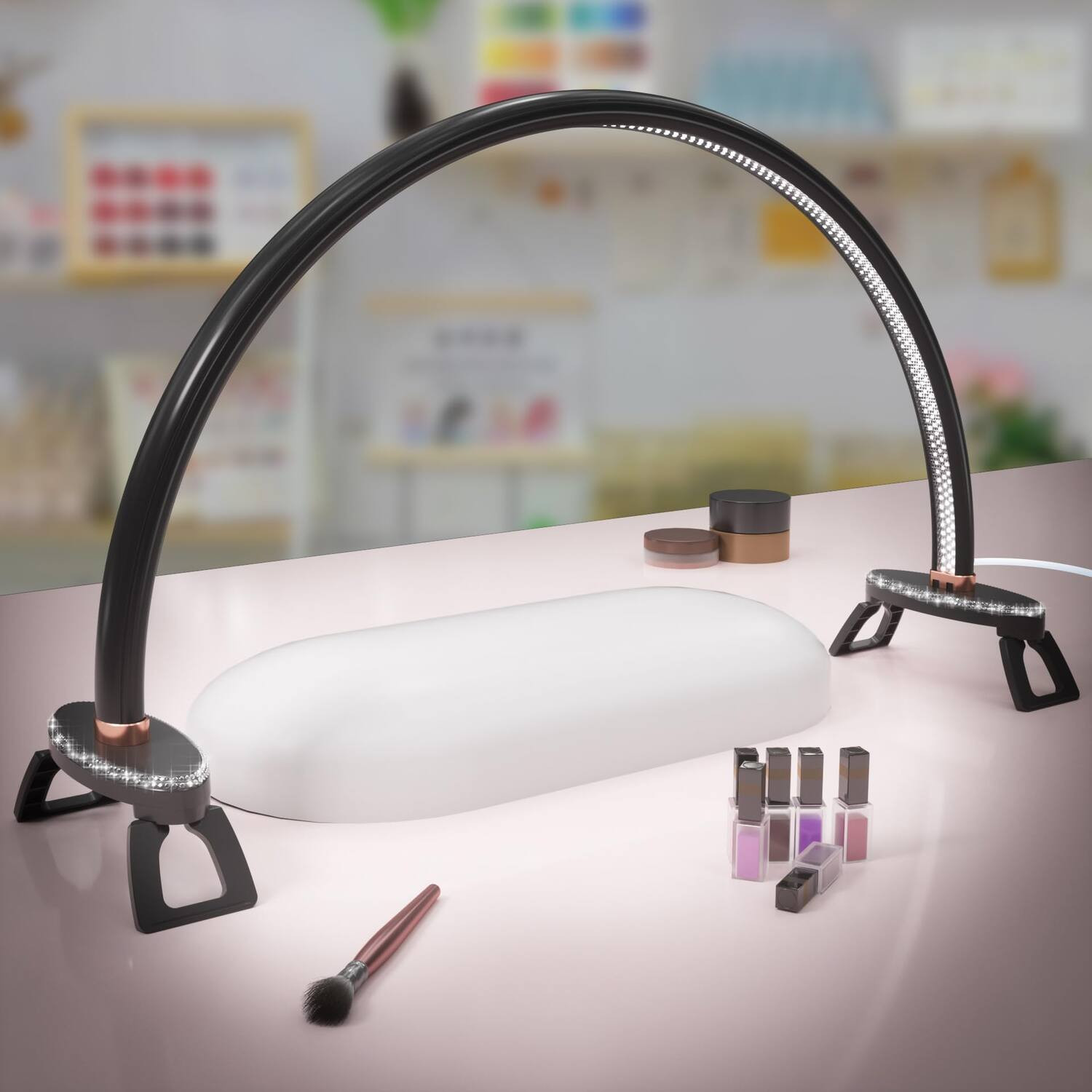 HM 1810 - Half Moon Light Nail Desk Moon Light Nail Tech Half Moon lamp Color Temperature 3500K 6500K USB Powered - 24inch Black | Best Buy U.S.