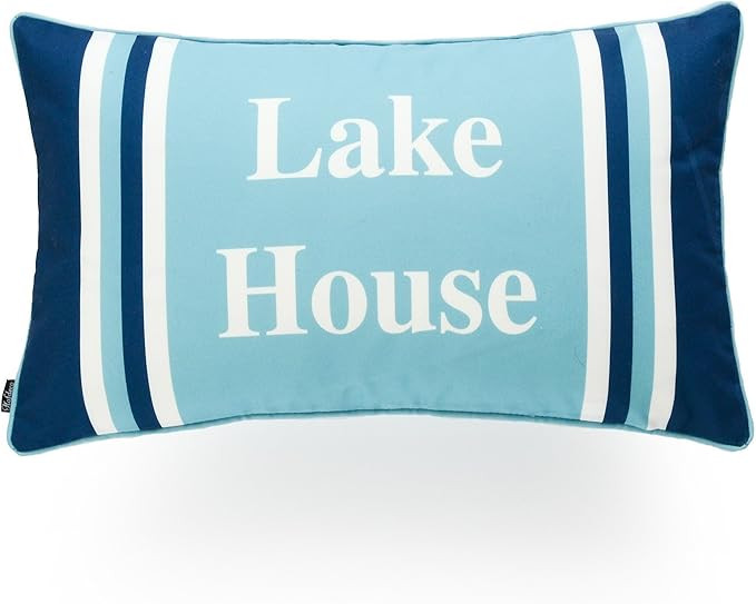 Hofdeco Lake House Indoor Outdoor Lumbar Pillow Cover ONLY, Water Resistant for Patio Lounge Sofa... | Amazon (US)