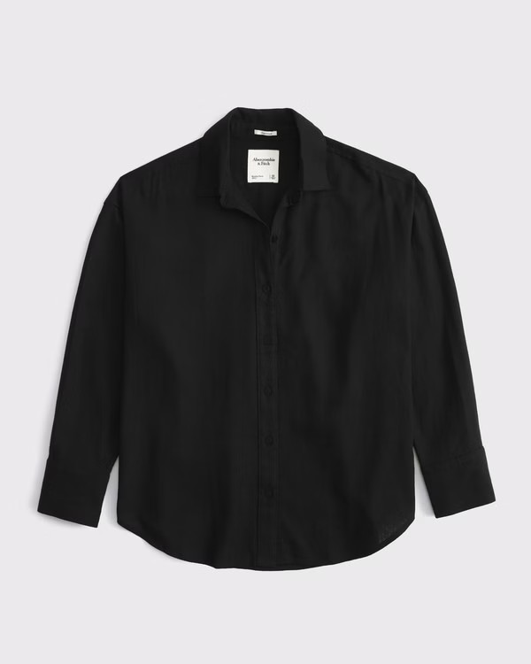 Oversized Linen-Blend Shirt | Abercrombie & Fitch (US)