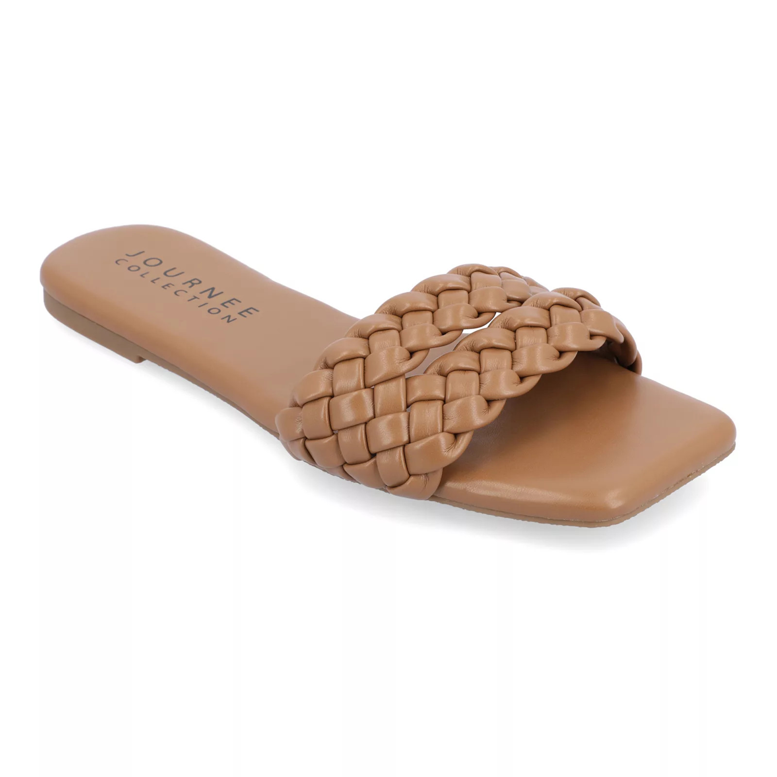Journee Collection Sawyerr Women's Braided Slide Sandals, Size: 5.5 Wide, Brown | Kohl's