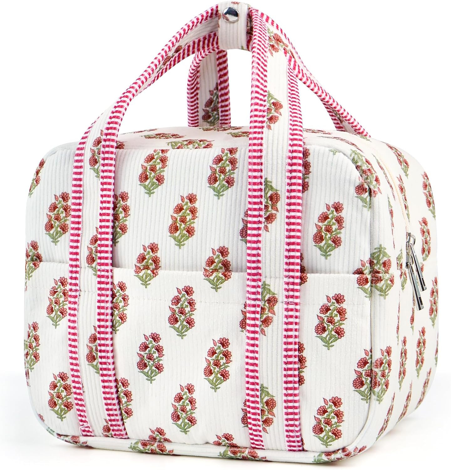 Aesthetic Corduroy Insulated Lunch Bag for Women Floral Lunch Box | Block Print Leakproof Reusabl... | Amazon (US)