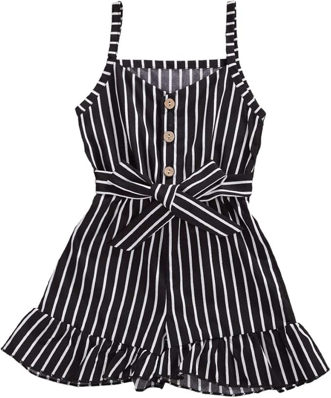 iddolaka Toddler Baby Girl Heart Print Suspender Romper Jumpsuit Playsuit Holiday Clothes Kids Su... | Amazon (US)