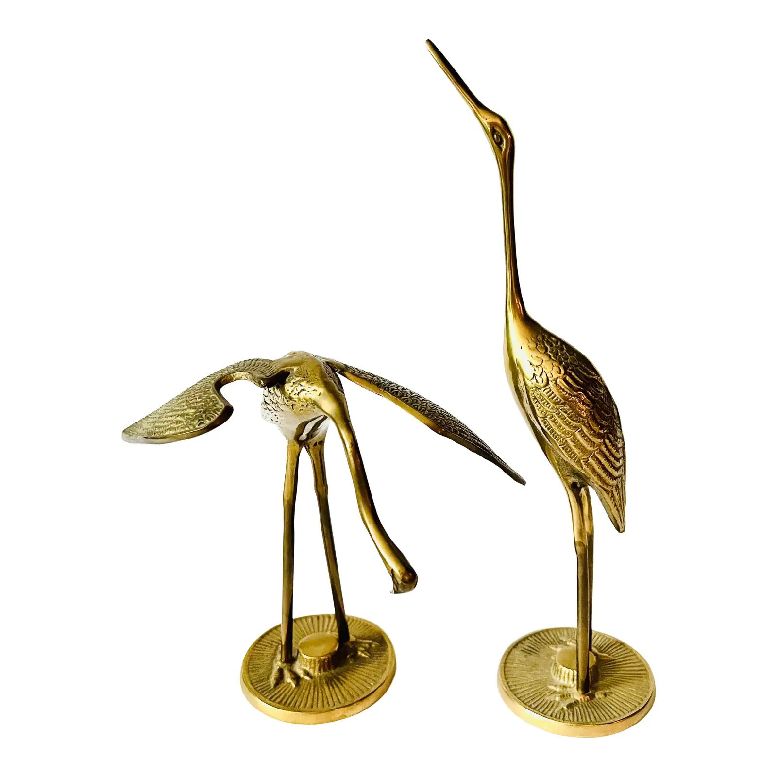 Vintage Brass Cranes | Chairish