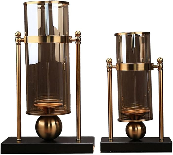 Candlestick Holder Candle Holder Candelabra Candle Holder Vintage Metal Candlestick with Glass Sc... | Amazon (US)