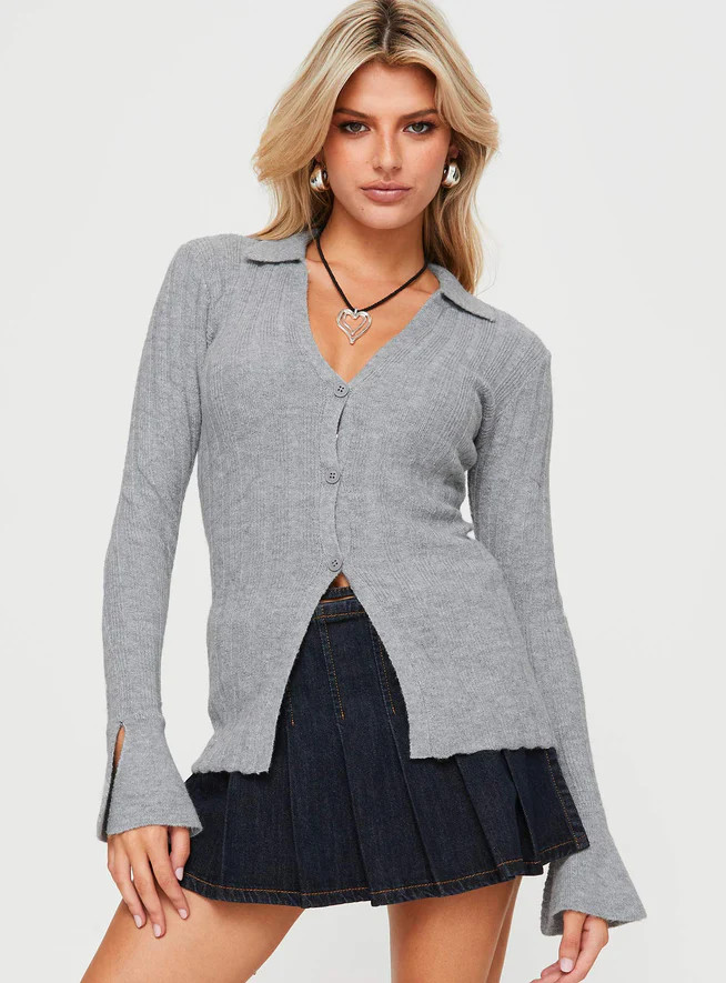 Beryl Long Sleeve Top Slate Grey | Princess Polly US