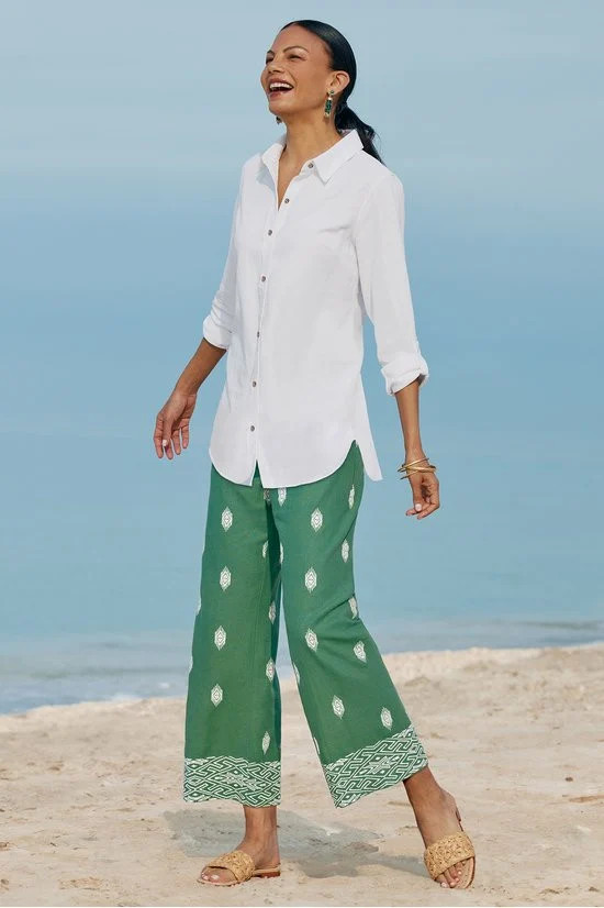 Lohara Linen Blend Crop Pants | Soft Surroundings