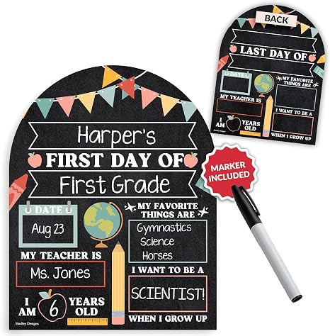 My First Day of School Sign with Marker -11"x14" Double-sided & Reusable Back to School Sign Boar... | Amazon (US)