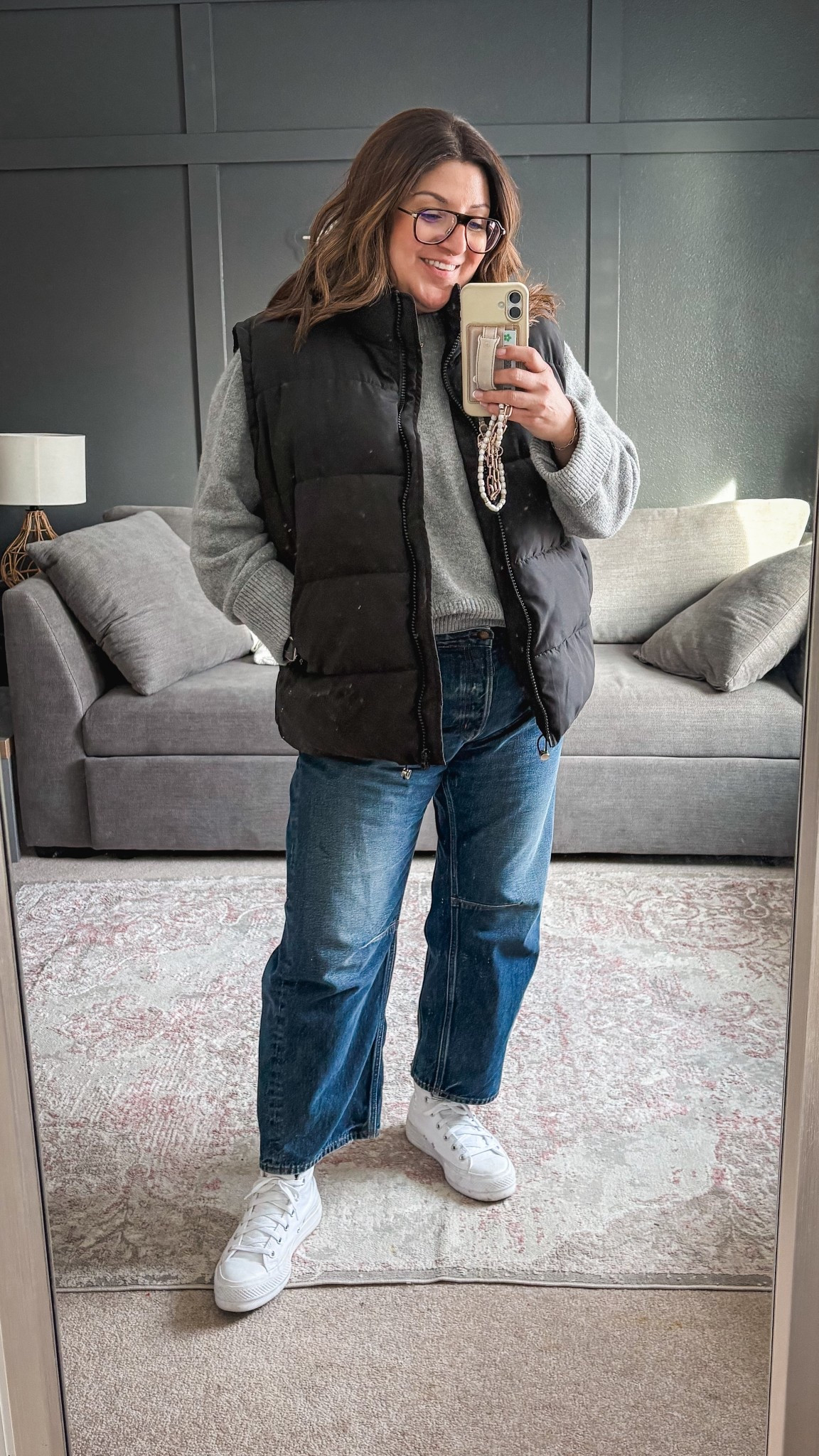Today’s ootd. 
Amazon vest (XL)
A&F sweater (L)
Madewell barrel jeans (32)
Converse platform high top sneakers

#LTKootd #LTKOver40 #LTKMidsize