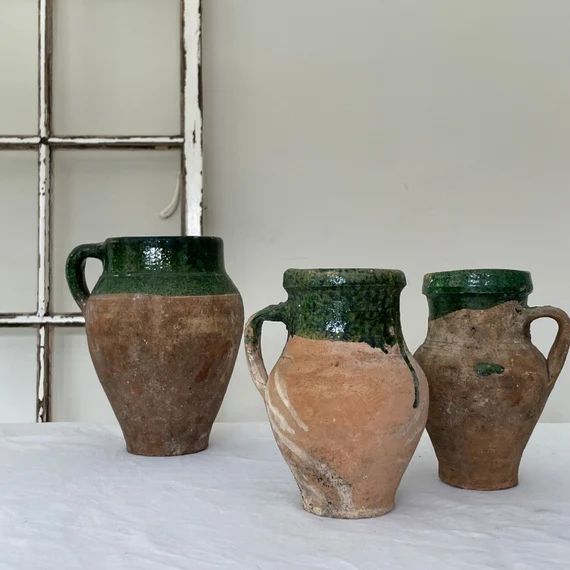 The Feridi Pot // Mediterranean Vintage Glazed Pot // Rustic - Etsy UK | Etsy (UK)