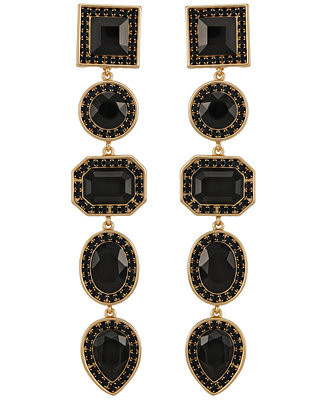 GUESS Rhinestone Gold-Tone Linear Clip Statement Earrings (Also Available in Silver-Tone) - Macy'... | Macy's