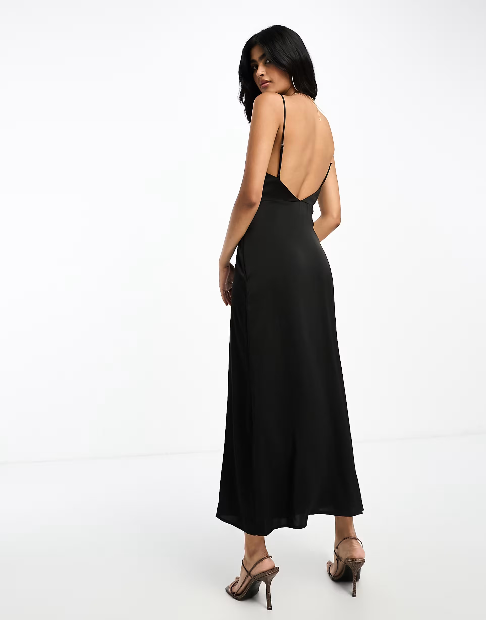 Vila satin cowl neck maxi dress in black | ASOS (Global)