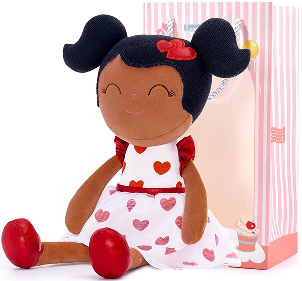 Gloveleya Baby Doll Valentines Day Gifts Baby Girl Gift Plush Doll Heart Black Girl 16 Inch with ... | Amazon (US)