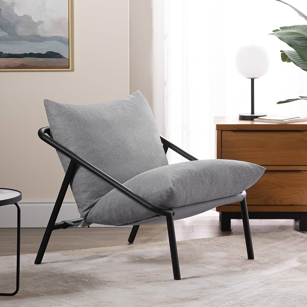 Amazon.com: ZINUS Ada Sling Accent Chair, Metal Framed Armchair with Shredded Foam Cushioning, Li... | Amazon (US)