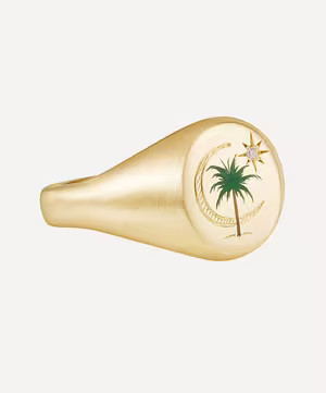 18ct Gold The Palm and Moon Diamond Signet Ring | Liberty London (UK)