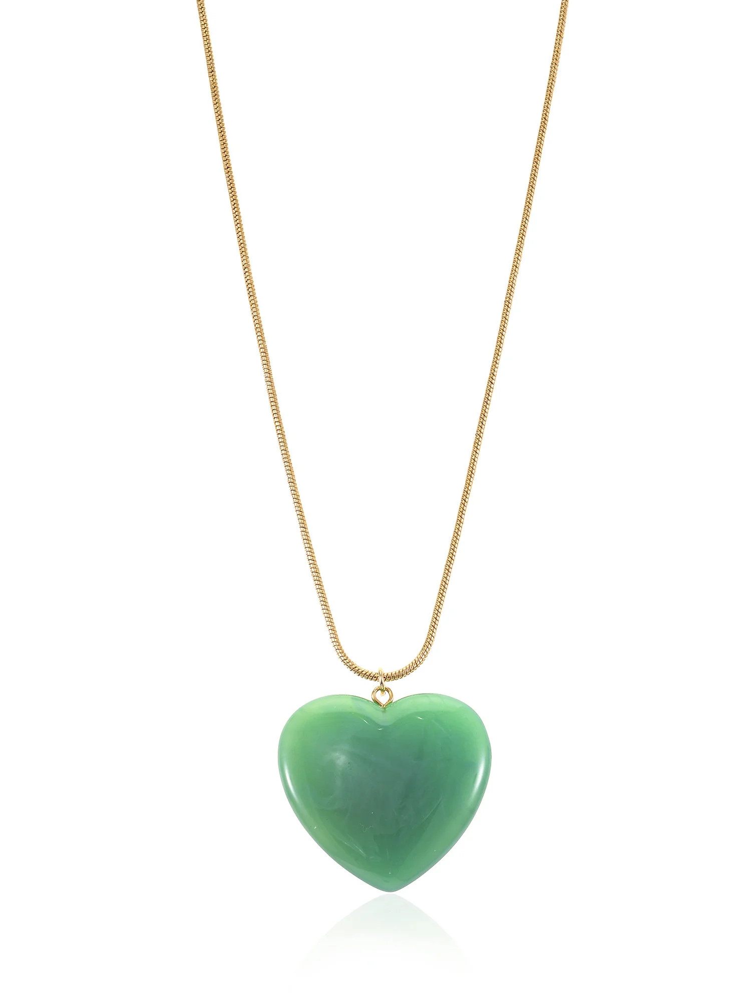 Time and Tru Goldtone Jade Green Heart Motif Necklace, 1 Piece | Walmart (US)