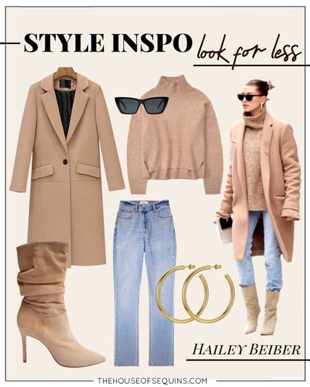 Hailey Beiber inspired Look for Less! Camel coat  fall outfit. Blazer coat, slouch booties, mock neck sweater, gold hoop earrings. celebrity style. #abercrombie #amazonfashion


#LTKunder50 #LTKstyletip #LTKSeasonal