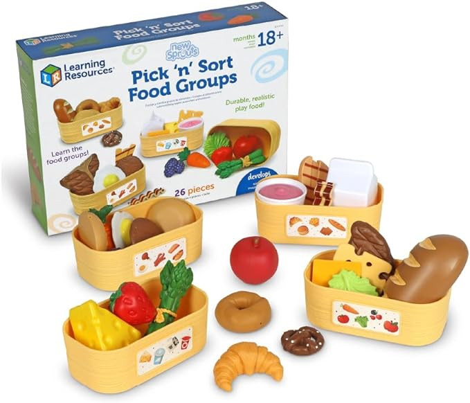 Learning Resources New Sprouts Pick ‘n’ Sort Food Groups - 26pc Play Food Set for Kids Ages 1... | Amazon (US)
