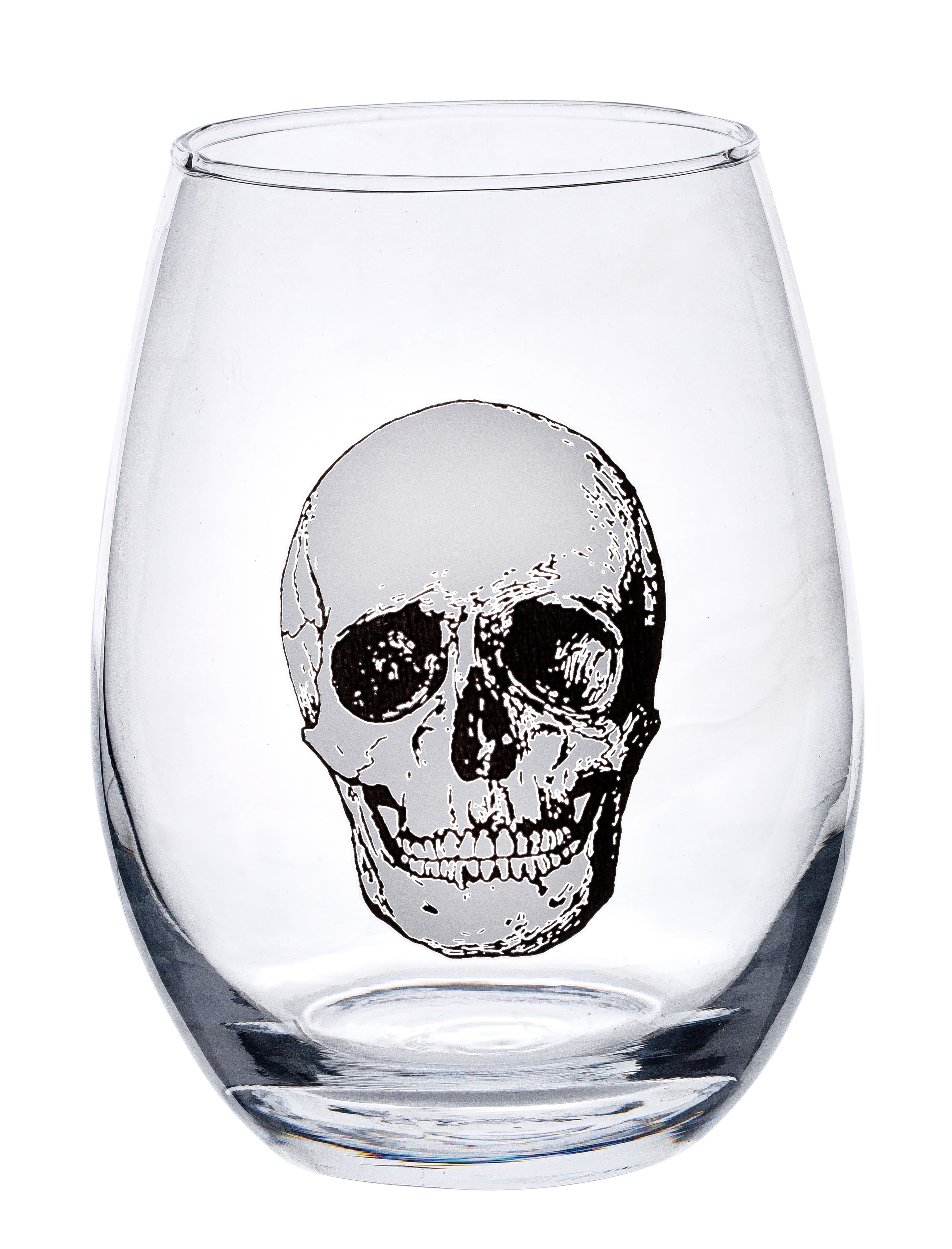 Way to Celebrate Clear Glass Stemless Wine Glass with Skull Pattern | Walmart (US)
