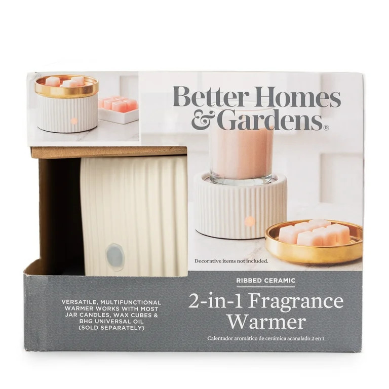 Better Home & Gardens 2-in-1 Fragrance Ceramic Warmer, White Ribbed, 1 Pc | Walmart (US)