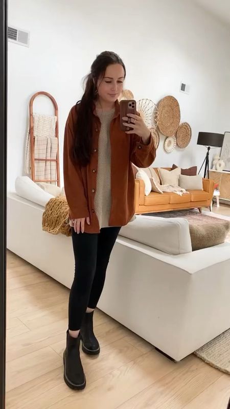 Button down color: D7Brown. Wearing size small in both Amazon button down & Old Navy oatmeal sweater. Size small leggings / true to size boots. 



#LTKSeasonal #LTKfindsunder50 #LTKstyletip