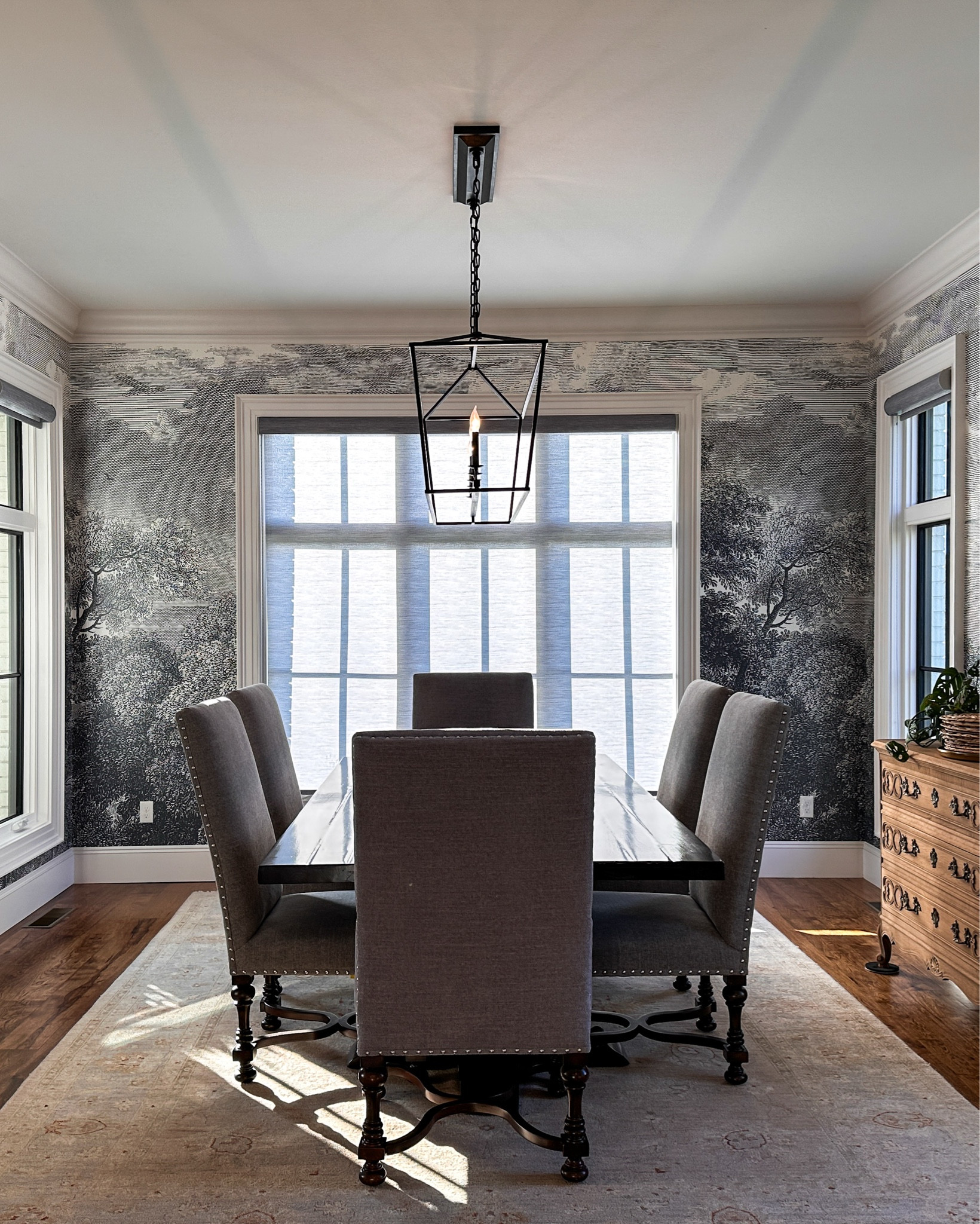 I hung this Anthropologie mural wallpaper for my client. Her dining room was beautiful to begin with, but this mural took it to a whole new level. 
•
It’s a pre-pasted paper that went up easily. Her walls are very slightly textured.  
•
If you have questions about the application, let me know and I’ll answer whatever I can! 

#LTKHome