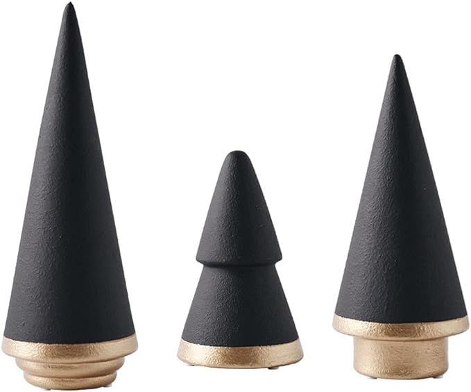realideas Set of 3 Simplistic Ceramic Black Christmas Tree Tabletop Counter Centerpiece Mantel Sh... | Amazon (US)