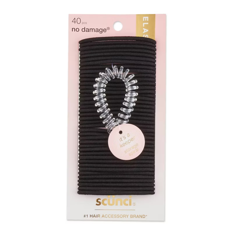 scunci No Damage Elastics with Bonus Ring Holder - 4mm/40ct | Target