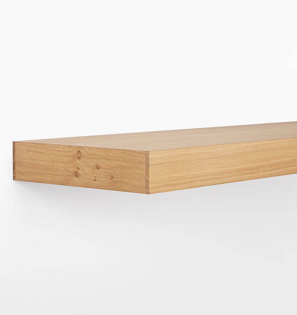 Floating Wood Shelf with 2"" Height, 10""D x 24""W - White Oak | Rejuvenation