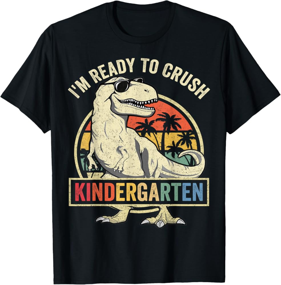 I'm Ready To Crush Kindergarten Back To School Dinosaur Boys T-Shirt | Amazon (US)