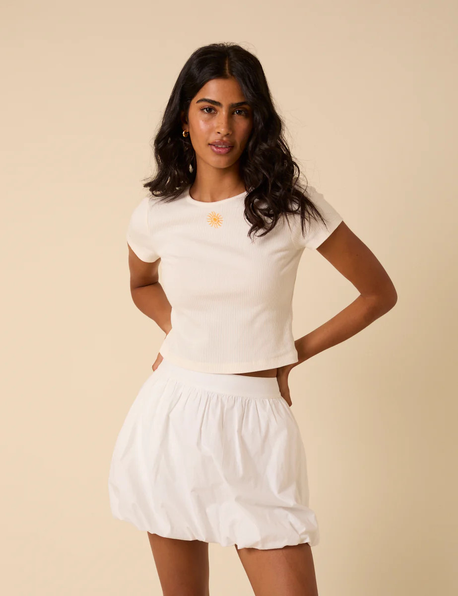 White Bubble Hem Mini Skirt | Nobody's Child
