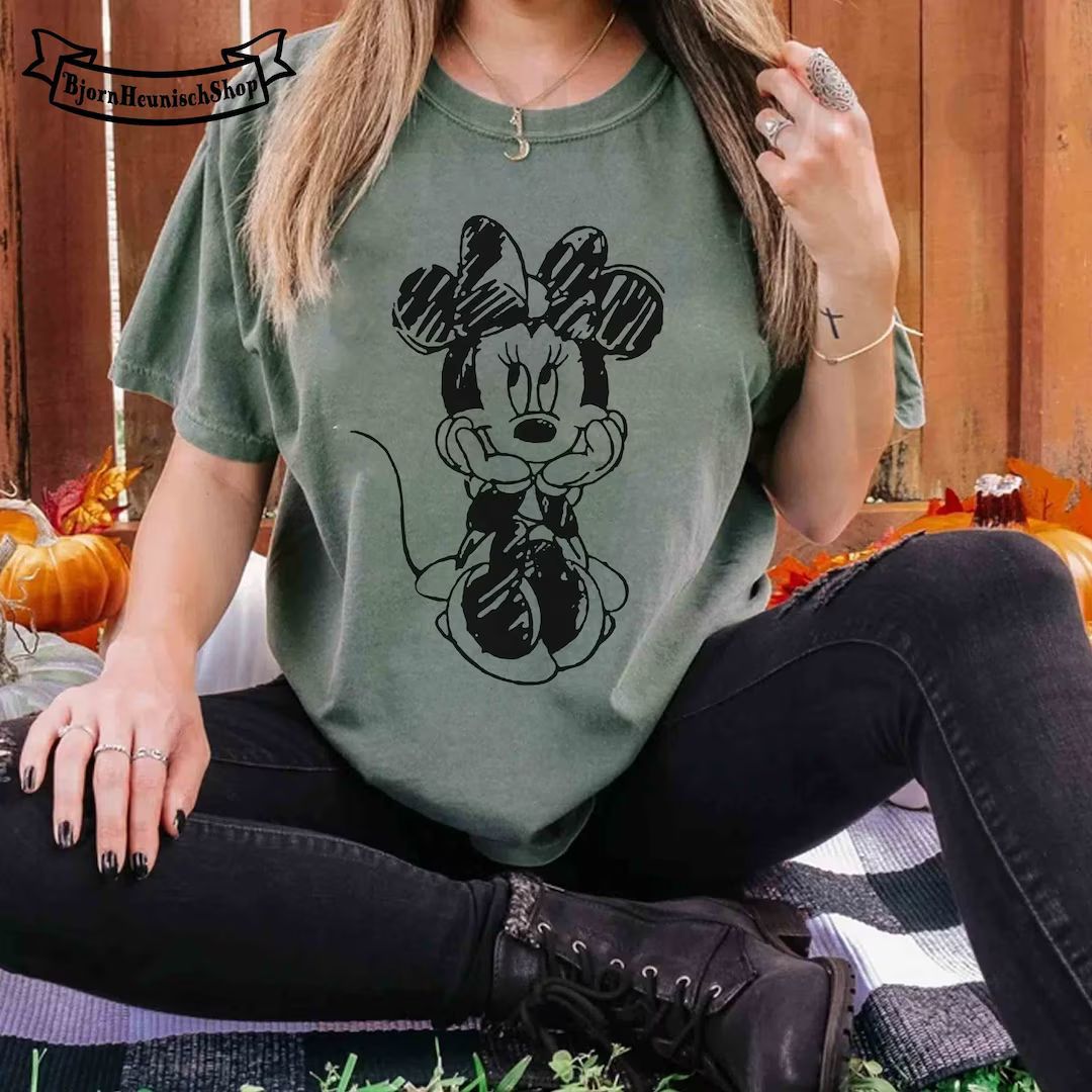 Disney Comfort Colors Shirt Minnie Sketch Shirt Disney - Etsy | Etsy (US)