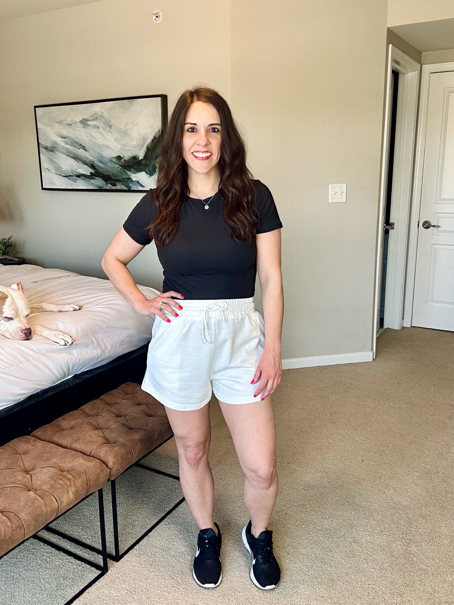 Wearing a medium on top and shorts. Top runs small. I could have gone with a small in the shorts.

Casual outfit, comfy outfit, Nike gym shoes, black gym shoes, white gym shorts, black t-shirt, workout outfit, travel outfit



#LTKtravel #LTKfitness #LTKfindsunder50