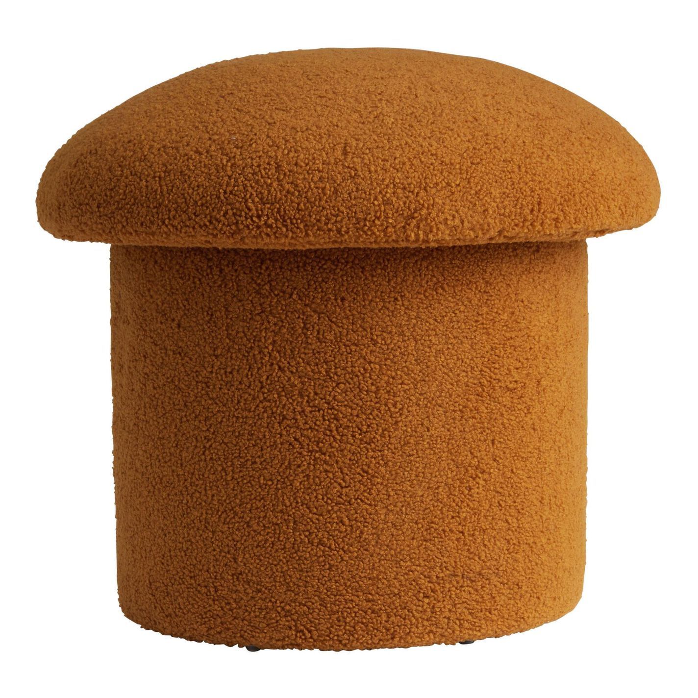 Round Faux Sherpa Mushroom Upholstered Storage Ottoman | World Market