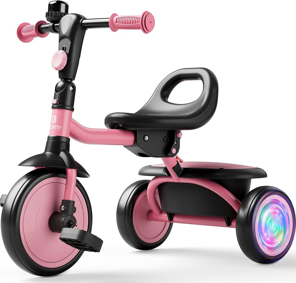 besrey Kids Tricycle with Flash Wheels for Ages 18 Months to 5 Years, Toddler Tricycle with Bell,... | Amazon (US)