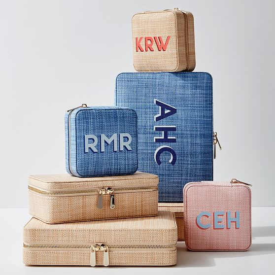 Medium Raffia Travel Jewelry Case | Mark and Graham