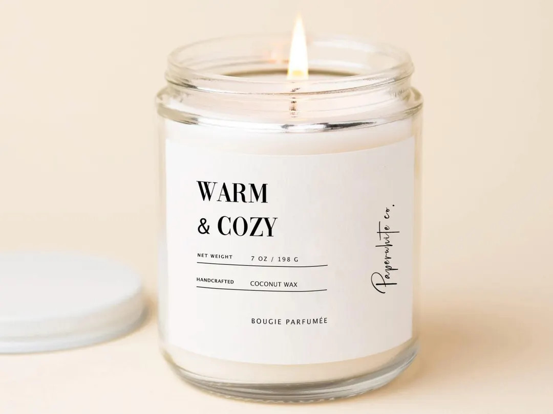 Warm & Cozy Candle Winter Scented Candle Holiday Gift Candle Cozy Candle Friendship Gifts Campfir... | Etsy (US)